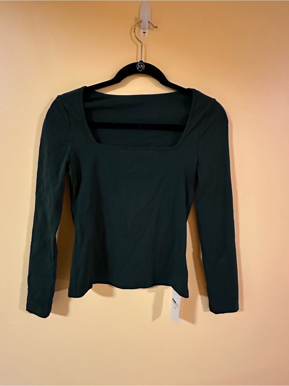 SHEIN Dark Green Square Neck Long Sleeve Top